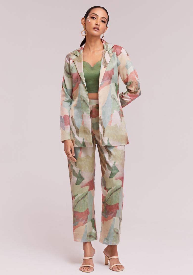 Multicolor Embroidered Blended Co Ord Set