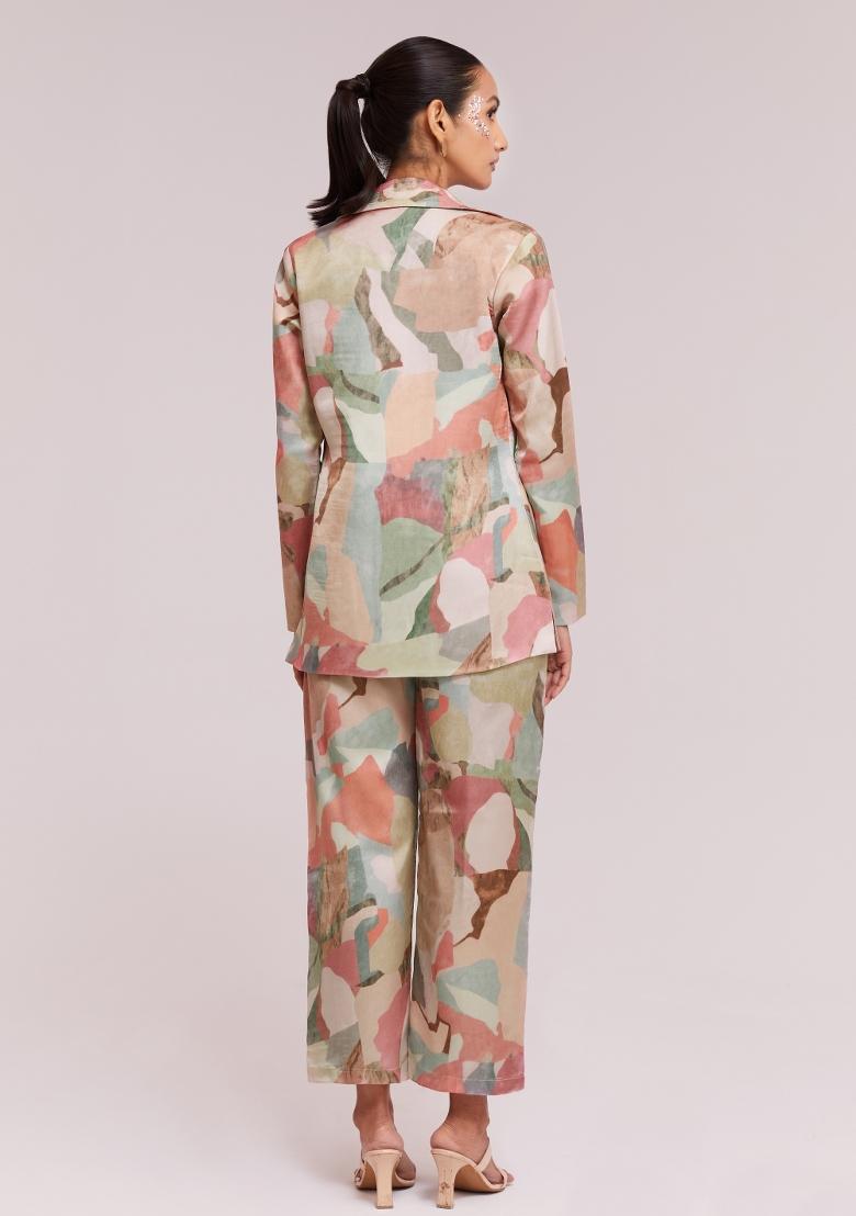 Multicolor Embroidered Blended Co Ord Set