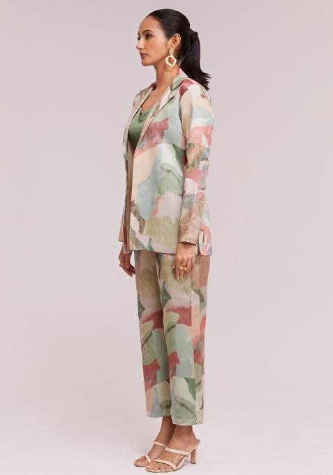 Multicolor Embroidered Blended Co Ord Set