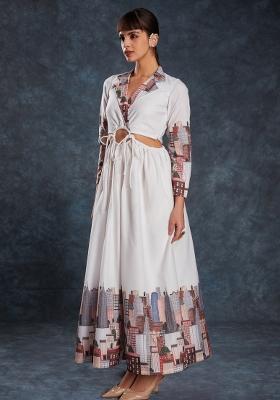 Multicolor Embroidered Blended Gown