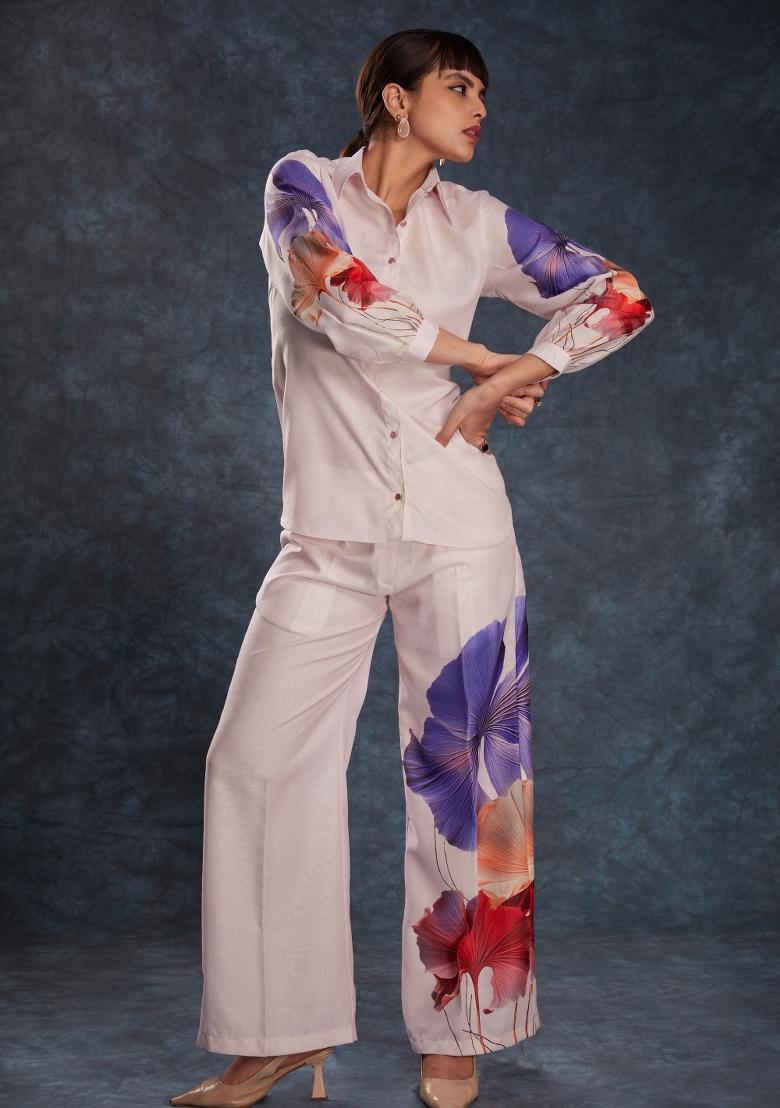 Light Pink Embroidered Blended Co Ord Set