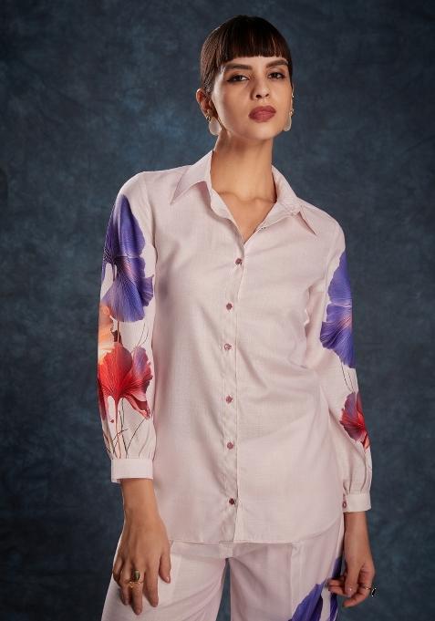 Light Pink Embroidered Blended Co Ord Set