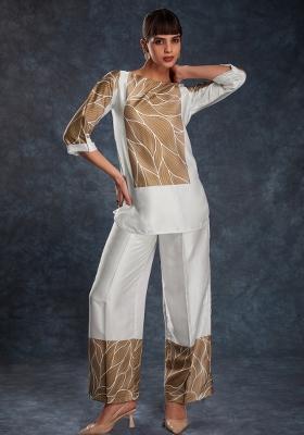 White Embroidered Blended Co Ord Set