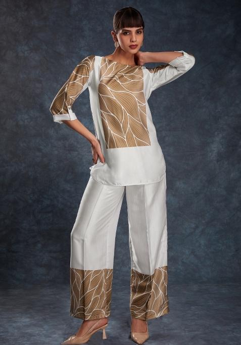 White Embroidered Blended Co Ord Set