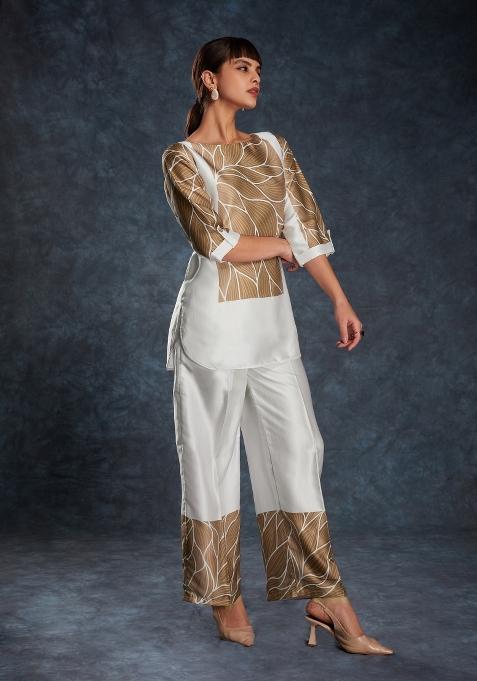 White Embroidered Blended Co Ord Set