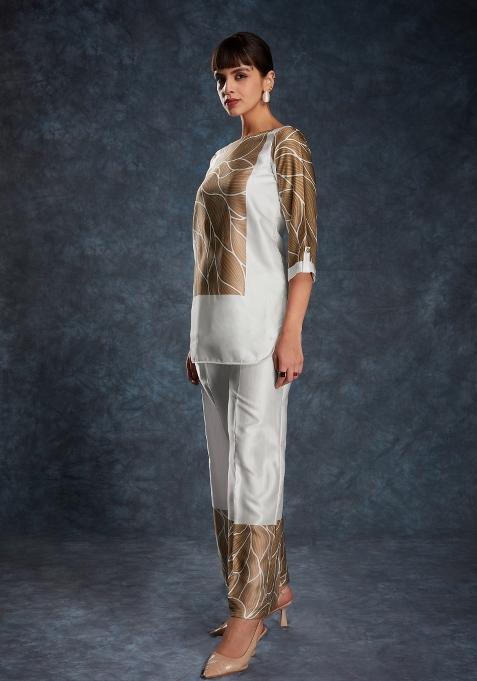 White Embroidered Blended Co Ord Set