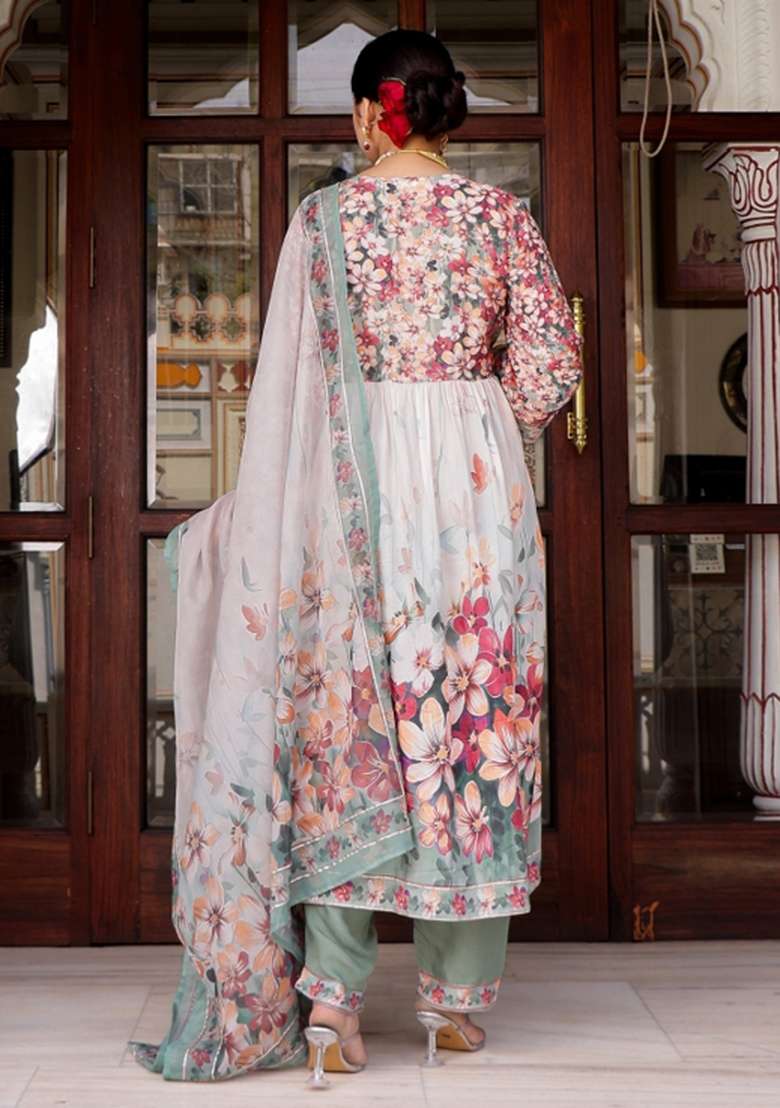 Maroon Embroidered Muslin A Line Kurta Set - Indya