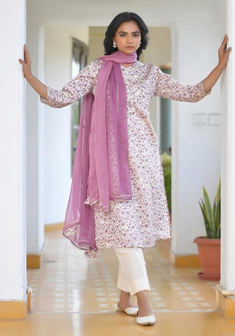 Cream Dori Work Cotton Suit Set