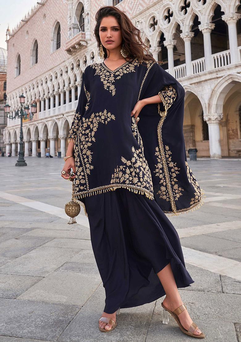 Black Embroidered Crepe Salwar Kameez