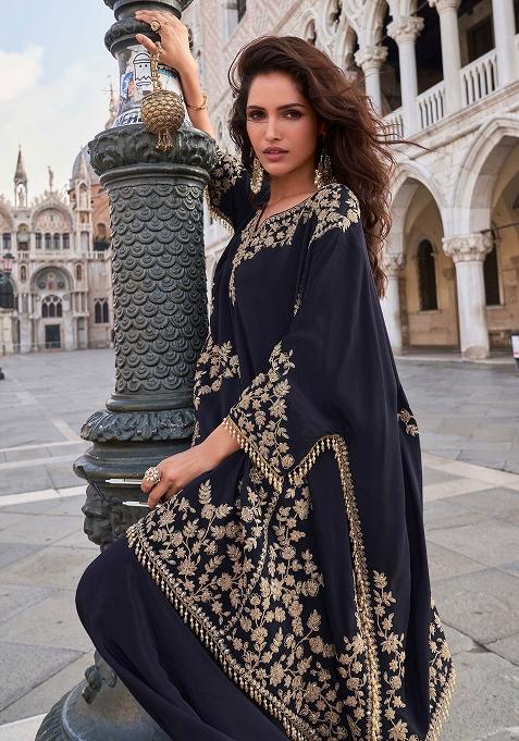 Black Embroidered Crepe Salwar Kameez