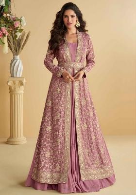 Pink Embroidered Chinon Salwar Kameez