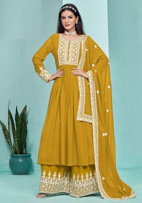 Mustard Embroidered Georgette Salwar Kameez