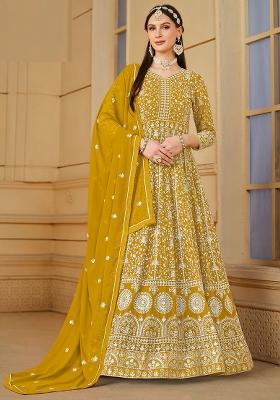 Mustard Embroidered Georgette Salwar Kameez