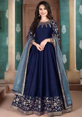 Blue Embroidered Silk Salwar Kameez