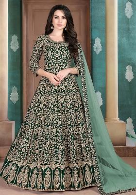 Green Embroidered Georgette Salwar Kameez
