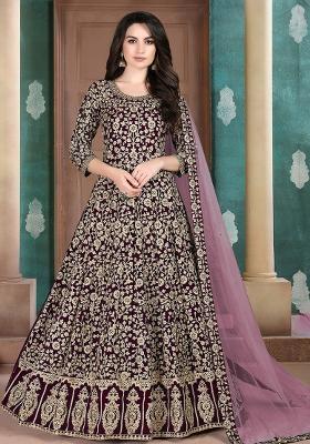 Purple Embroidered Georgette Salwar Kameez