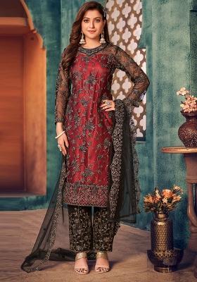 Black Embroidered Net Salwar Kameez