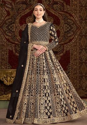 Black Embroidered Net Salwar Kameez