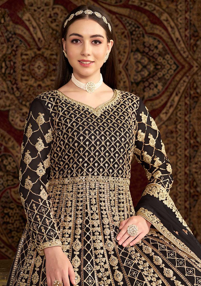 Black Embroidered Net Salwar Kameez