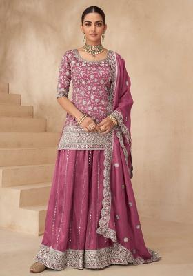 Pink Embroidered Simar Silk Salwar Kameez