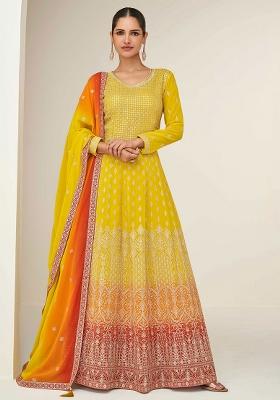 Mustard Embroidered Georgette Salwar Kameez