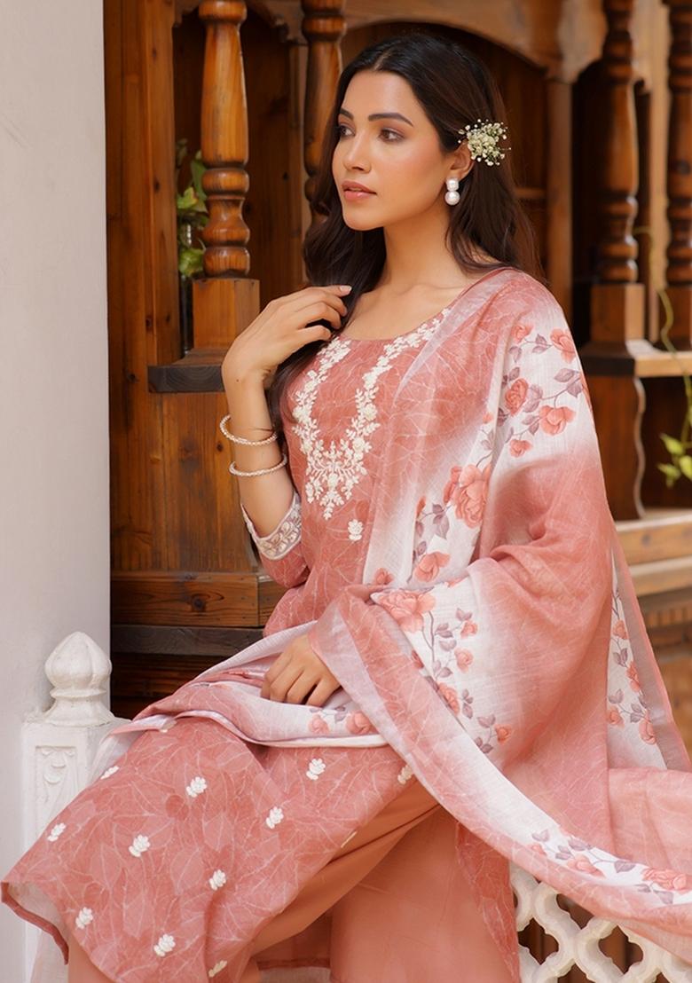 Pink Dori Work Linen Suit Set - Indya