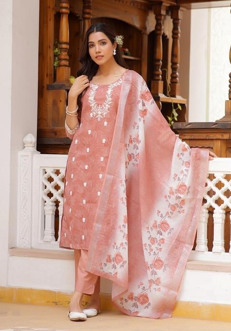 Pink Dori Work Linen Suit Set