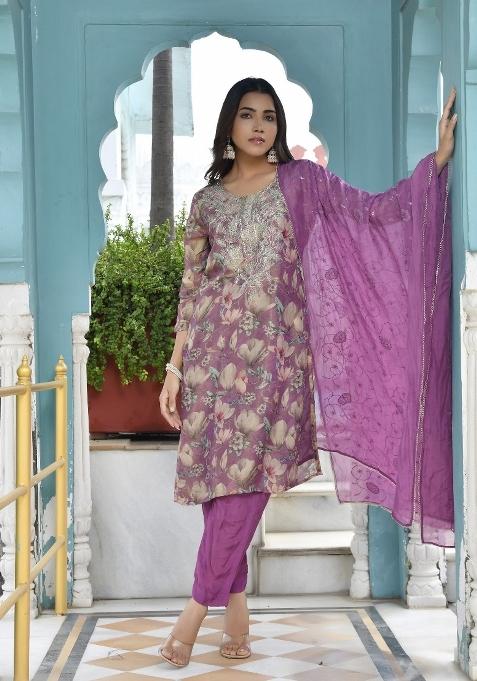 Purple Dori Work Tissue Suit Set