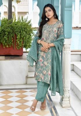 Teal Dori Work Tissue Suit Set