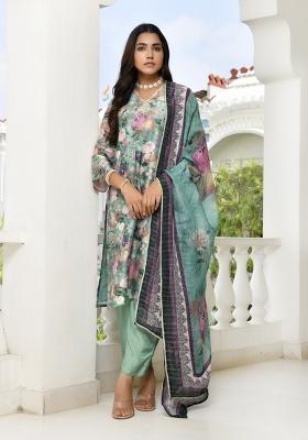 Green Gota Patti Tissue Suit Set