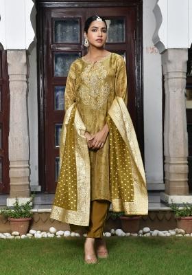 Henna Green Dori Work Tissue Suit Set