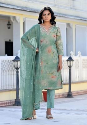 Green Mirror Work Tissue Suit Set