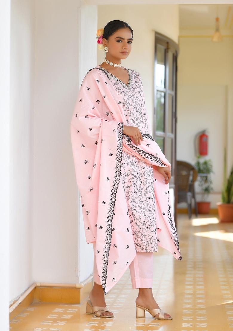 Candy Thread Work Cotton Suit Set - Indya
