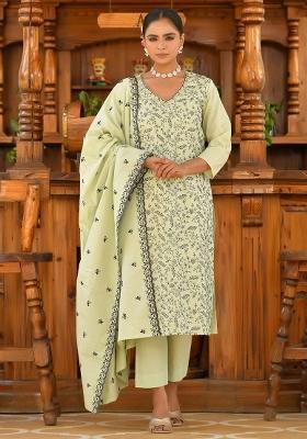 Pista Thread Work Cotton Suit Set