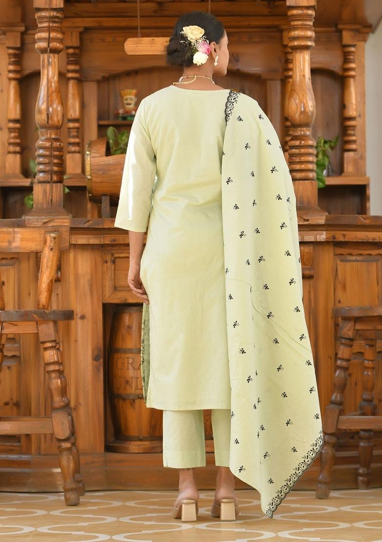 Pista Thread Work Cotton Suit Set - Indya