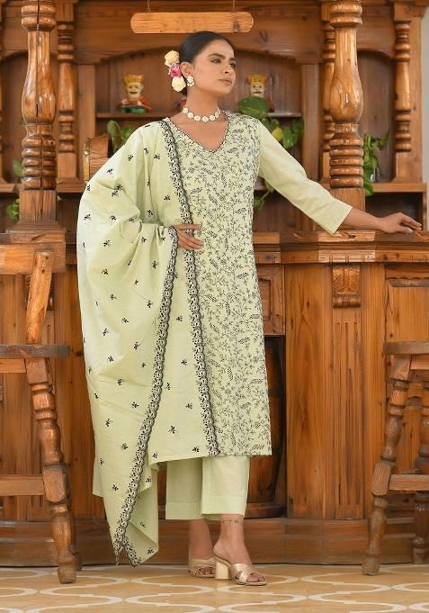 Pista Thread Work Cotton Suit Set