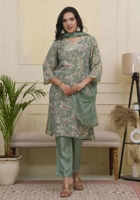 Green Gota Patti Tissue Suit Set