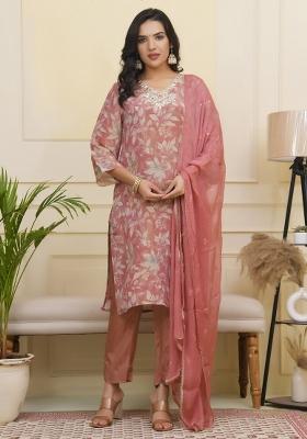 Pink Gota Patti Tissue Suit Set
