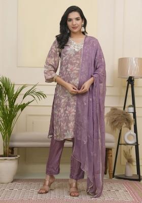 Purple Gota Patti Tissue Suit Set