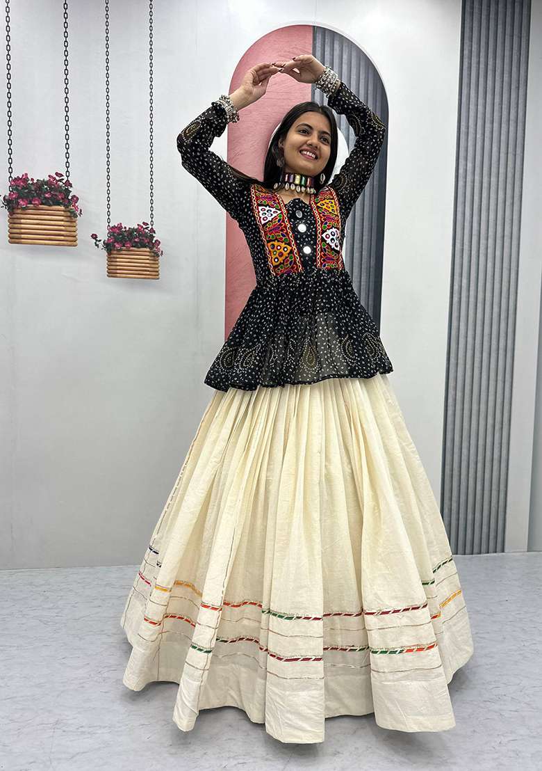Green Bandhani Georgette Sharara Set - Indya