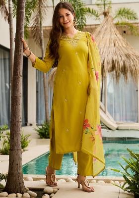 Liril Embroidery Rayon Slub Kurta Set