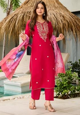 Rani Embroidery Viscose Kurta Set
