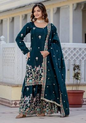 Rama Embroidery Blended Kurta Set