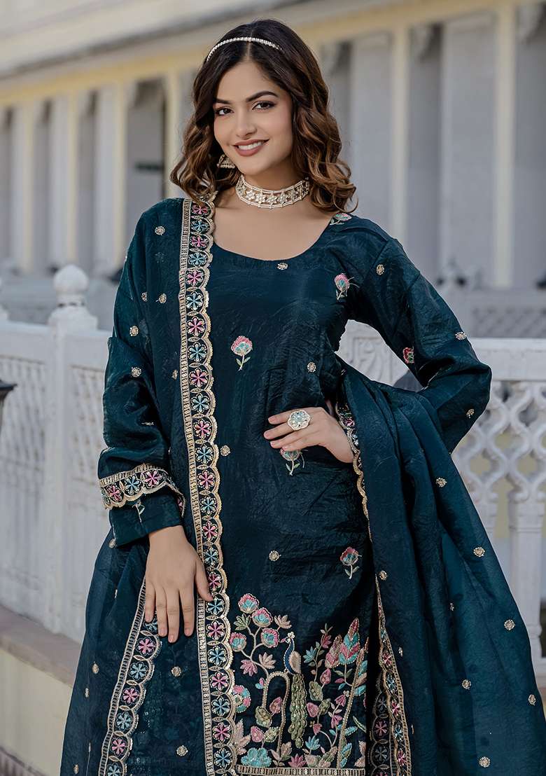 Rama Embroidery Blended Kurta Set - Indya
