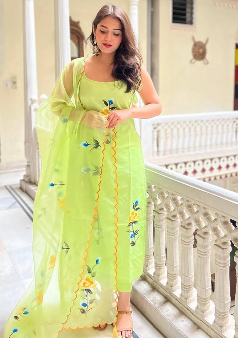 Lemon Printed Viscose Kurta Set