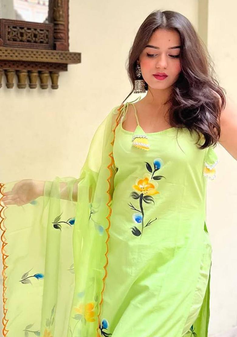 Lemon Printed Viscose Kurta Set