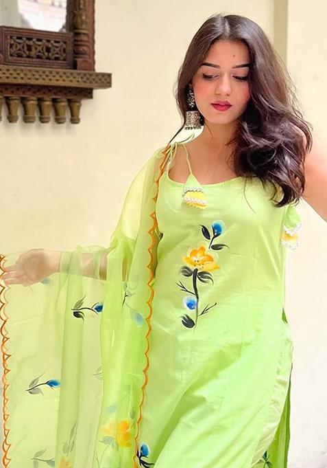 Lemon Printed Viscose Kurta Set