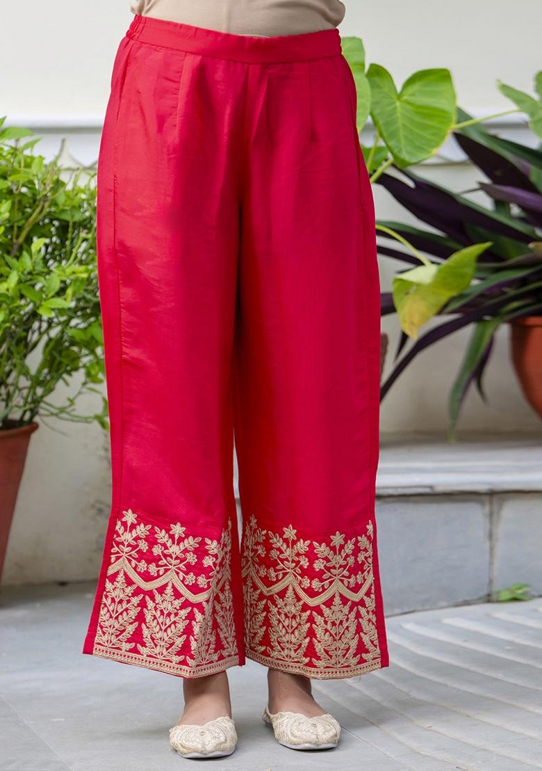 Pink Embroidered Silk Blend Kurta Set With Dupatta - Indya