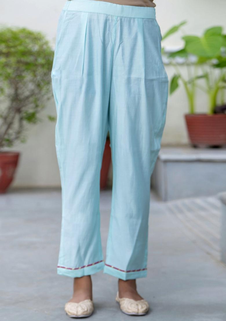 Sky Blue Embroidered Silk Blend Kurta Set With Dupatta - Indya