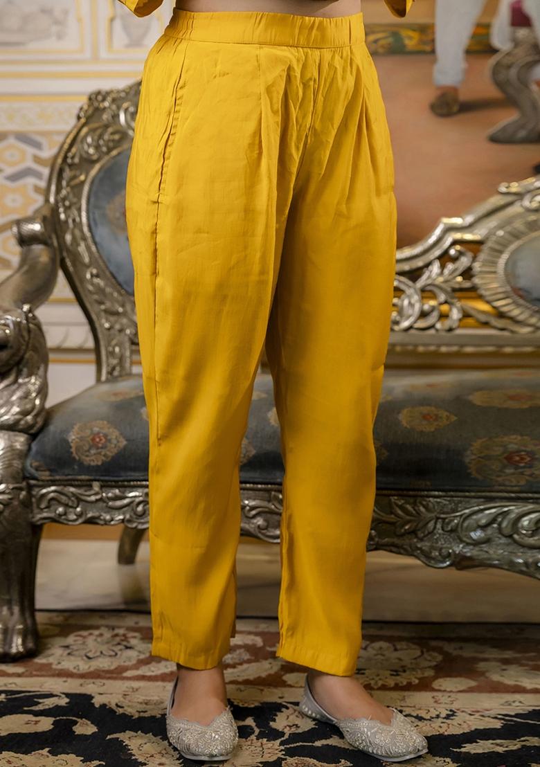 Mustard Embroidered Silk Blend Kurta Set With Dupatta - Indya